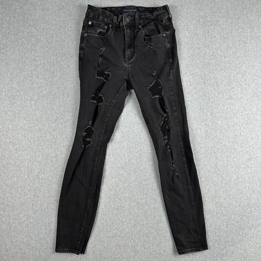 Aeropostale Womens Black High Rise Skinny Jegging Jeans Distressed‎ Size 4 REG
